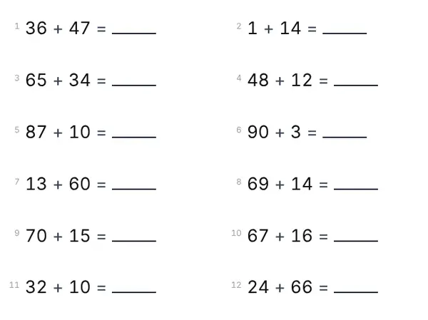 Exempel: Addition 0–100