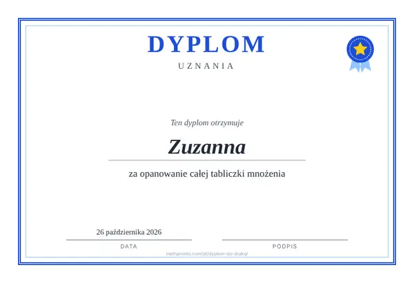 Przykład: Dyplomy