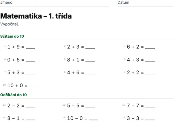 Ukázka: 1. třída
