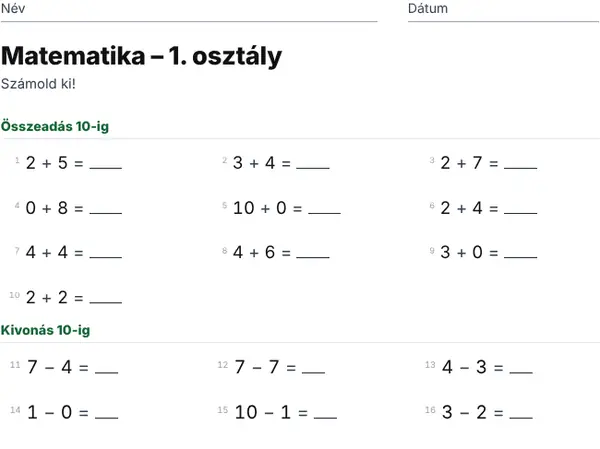 Minta: 1. osztály