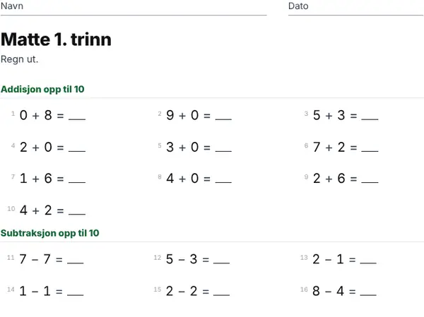 Eksempel: 1. trinn