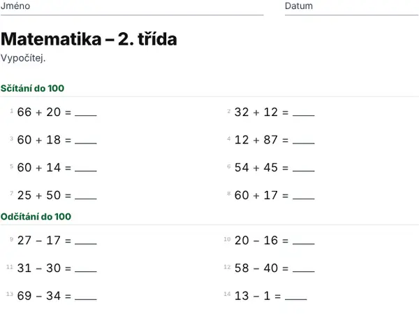 Ukázka: 2. třída