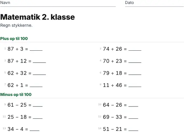 Eksempel: 2. klasse