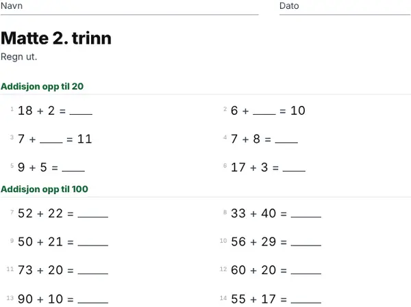 Eksempel: 2. trinn