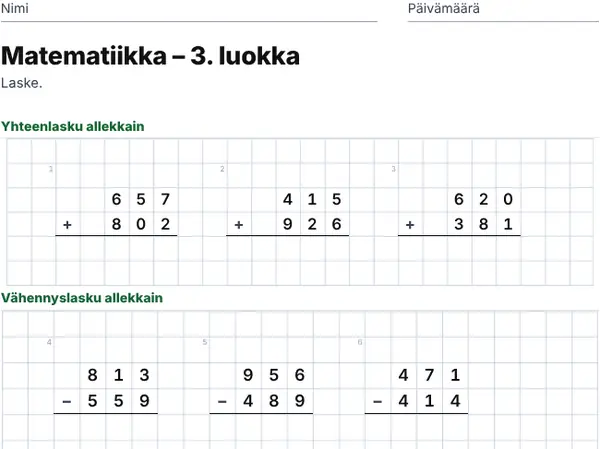 Esimerkki: 3. luokka