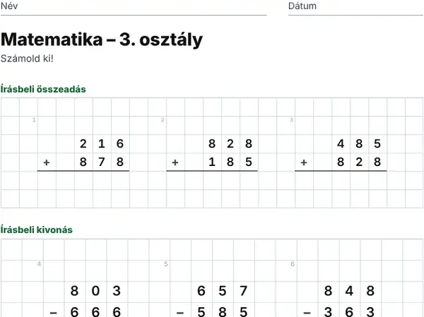 Minta: 3. osztály