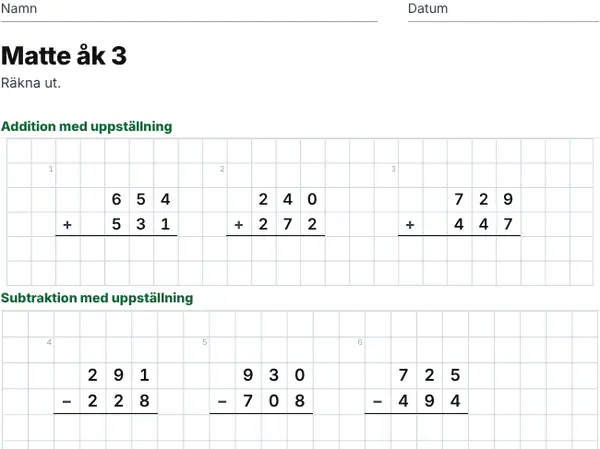 Exempel: Årskurs 3