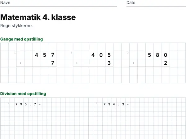 Eksempel: 4. klasse