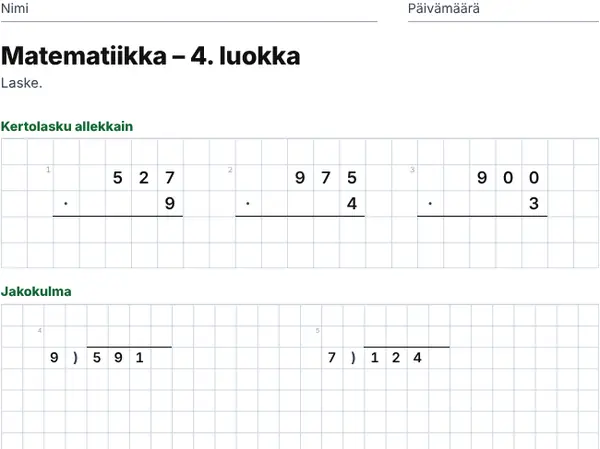 Esimerkki: 4. luokka