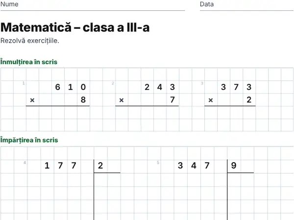 Exemplu: Clasa a III-a