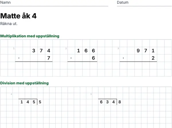 Exempel: Årskurs 4