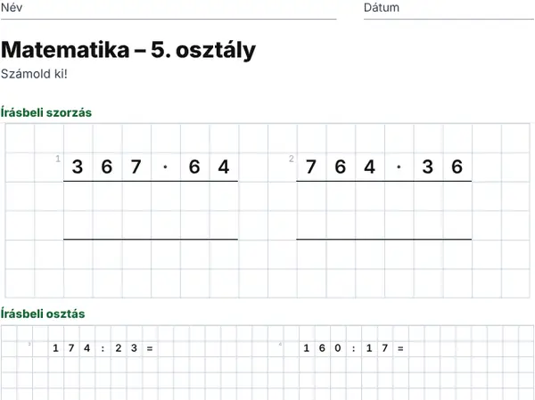 Minta: 5. osztály
