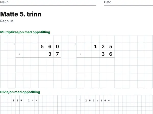 Eksempel: 5. trinn