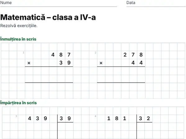 Exemplu: Clasa a IV-a