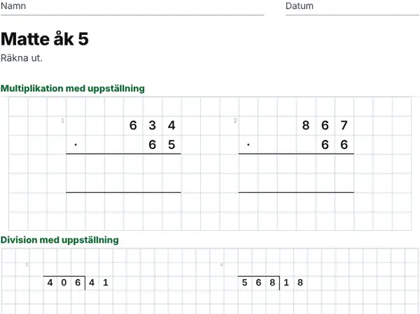 Exempel: Årskurs 5