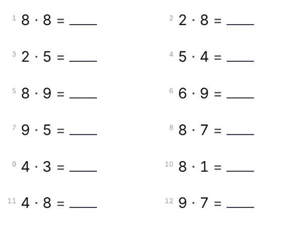 Eksempel: Gangetabellen