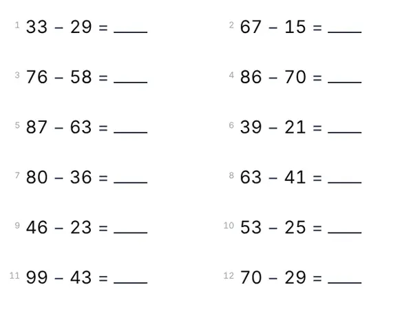 Exempel: Subtraktion 0–100