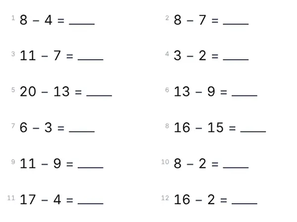 Exempel: Subtraktion