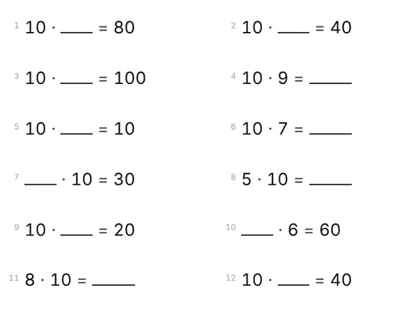 Exempel: 10:ans tabell