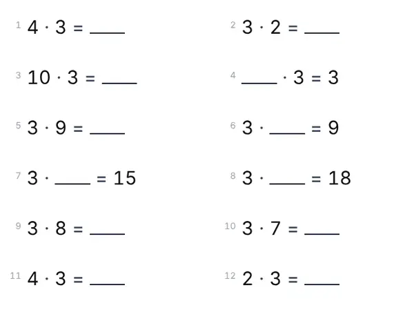 Exempel: 3:ans tabell