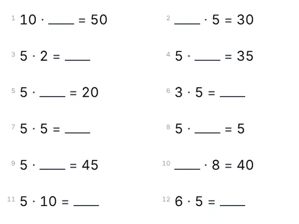 Exempel: 5:ans tabell