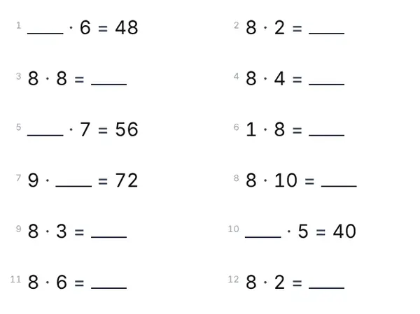 Eksempel: 8-tabellen