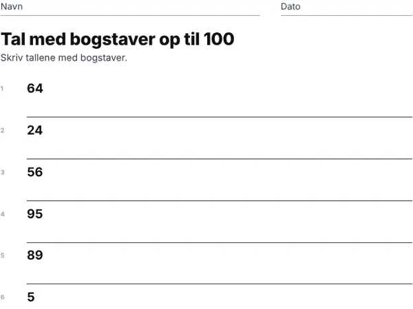 Eksempel: Tal med bogstaver